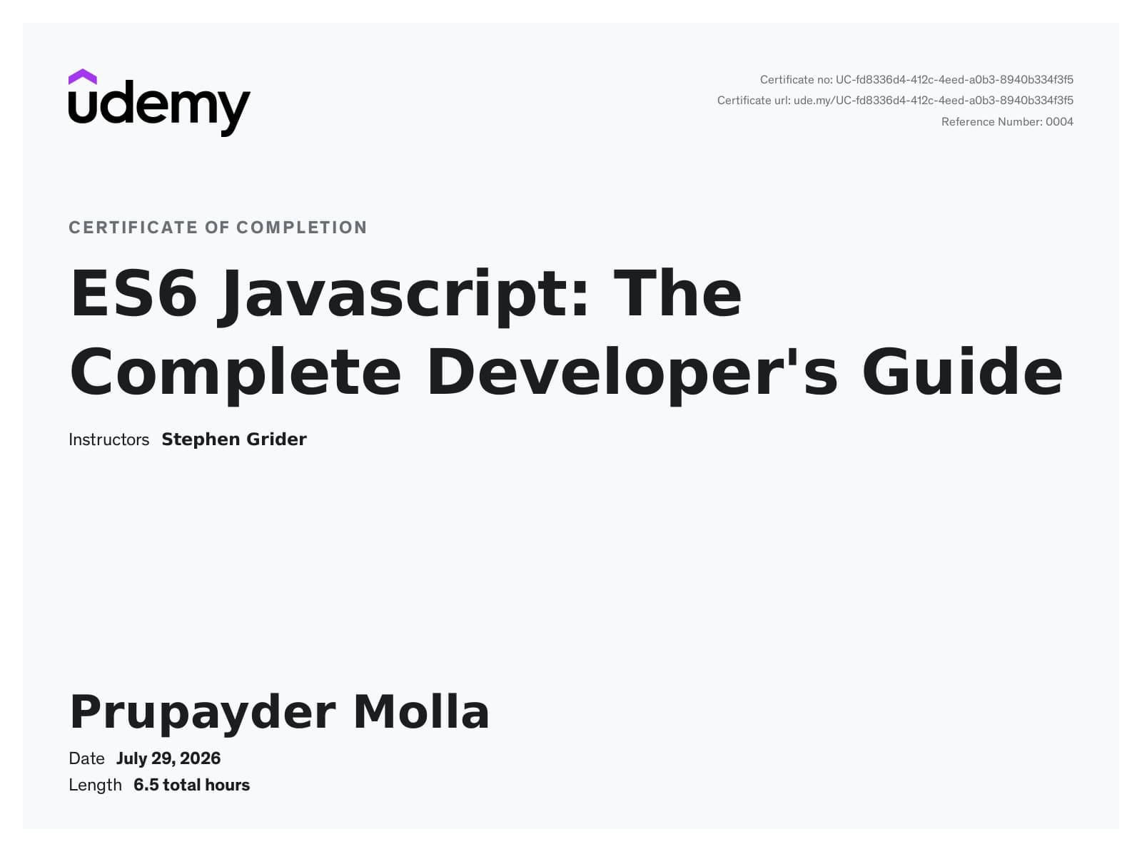 ES6 Javascript Certificate