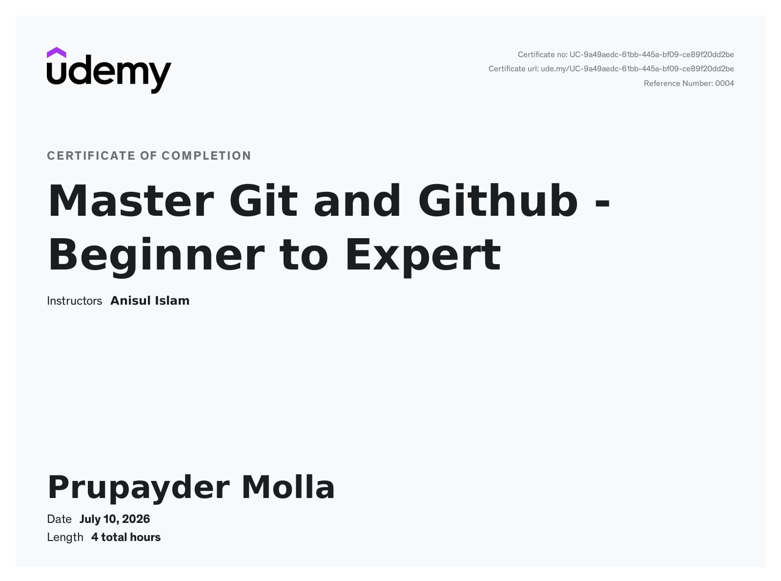 Git and GitHub Certificate